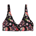 Matsuri Padded Bikini Top features vibrant motifs of blossoms and goldfish, perfect for spring and summer style.