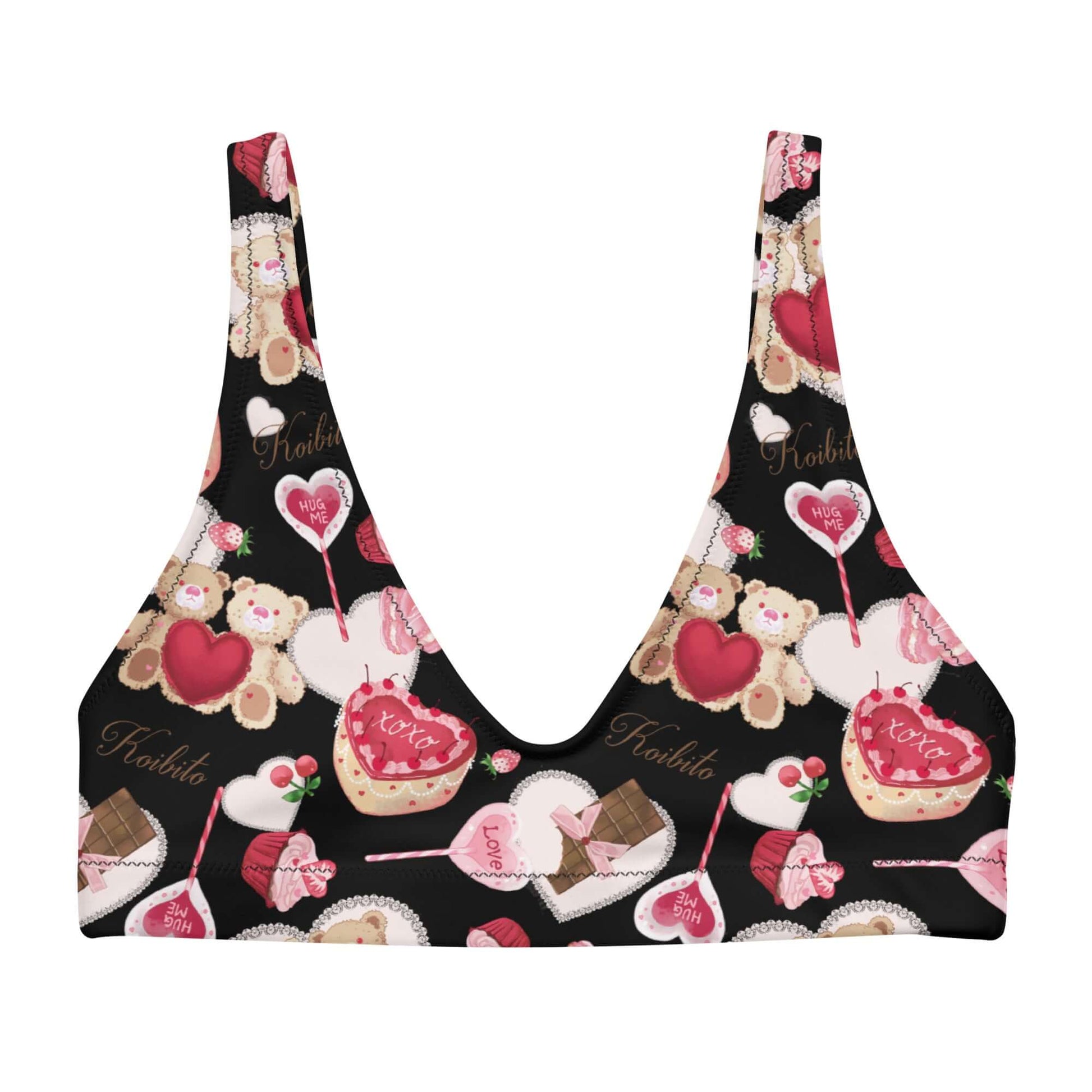 Sugar Sweetheart Padded Bikini Top features a fun, colorful design perfect for mixing and matching at the beach.
