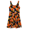 Vibrant Sugar Skull Skater Dress featuring a fun pattern, perfect for sunny days and stylish outings.