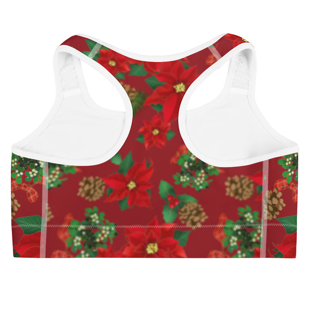 Poinsettia Sports bra (Red) | Koibito Clothing.