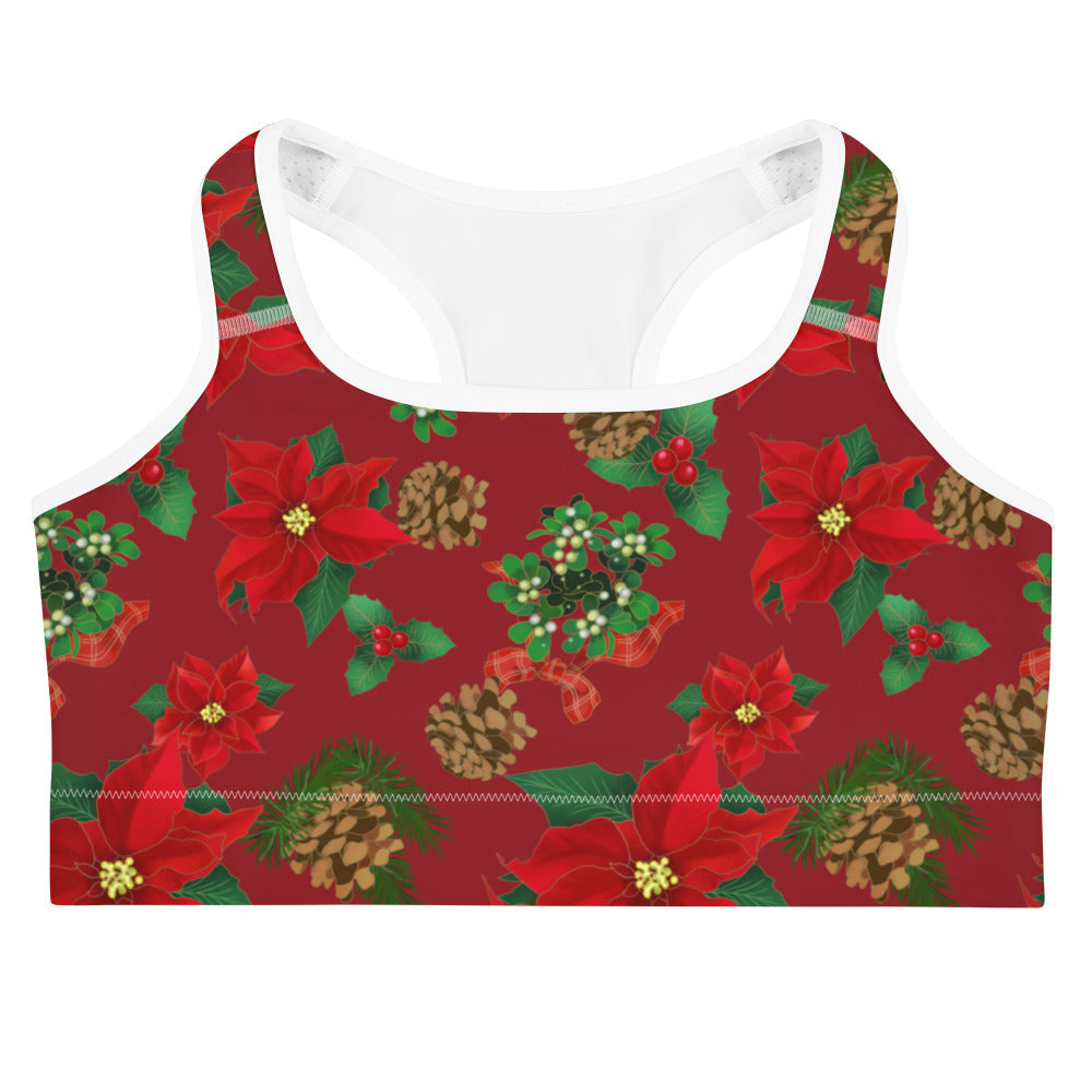 Poinsettia Sports bra (Red) | Koibito Clothing.