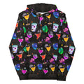Vibrant Monster Party Hoodie featuring a fun, creepy-cute print, perfect for cozying up in style.