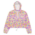 Stylish and waterproof Glitter Gains cropped windbreaker, perfect for adventures with side-slit pockets and adjustable drawcords.