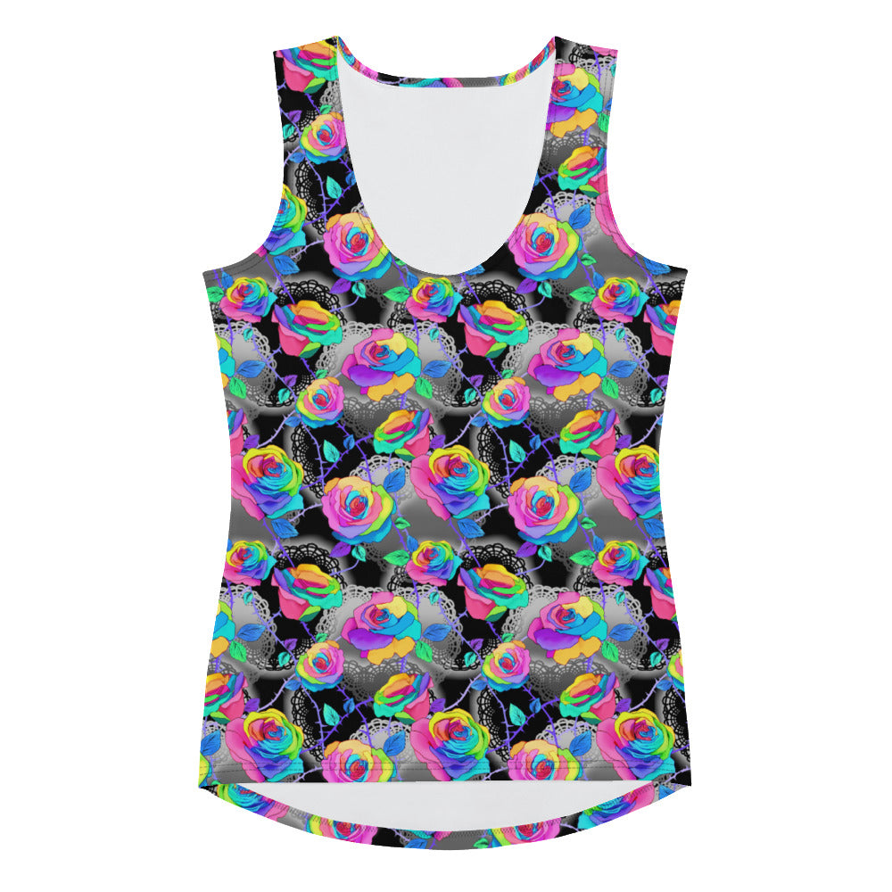 Shop the stylish Enchanted Rose Tank Top, perfect for workouts or nights out with its chic and versatile design.