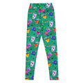 High-waisted Monster Party Leggings feature a fun, colorful print perfect for workouts and Halloween festivities.