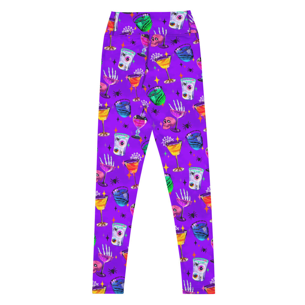 High-waisted Monster Party Leggings with vibrant prints, perfect for workouts and Halloween fun!