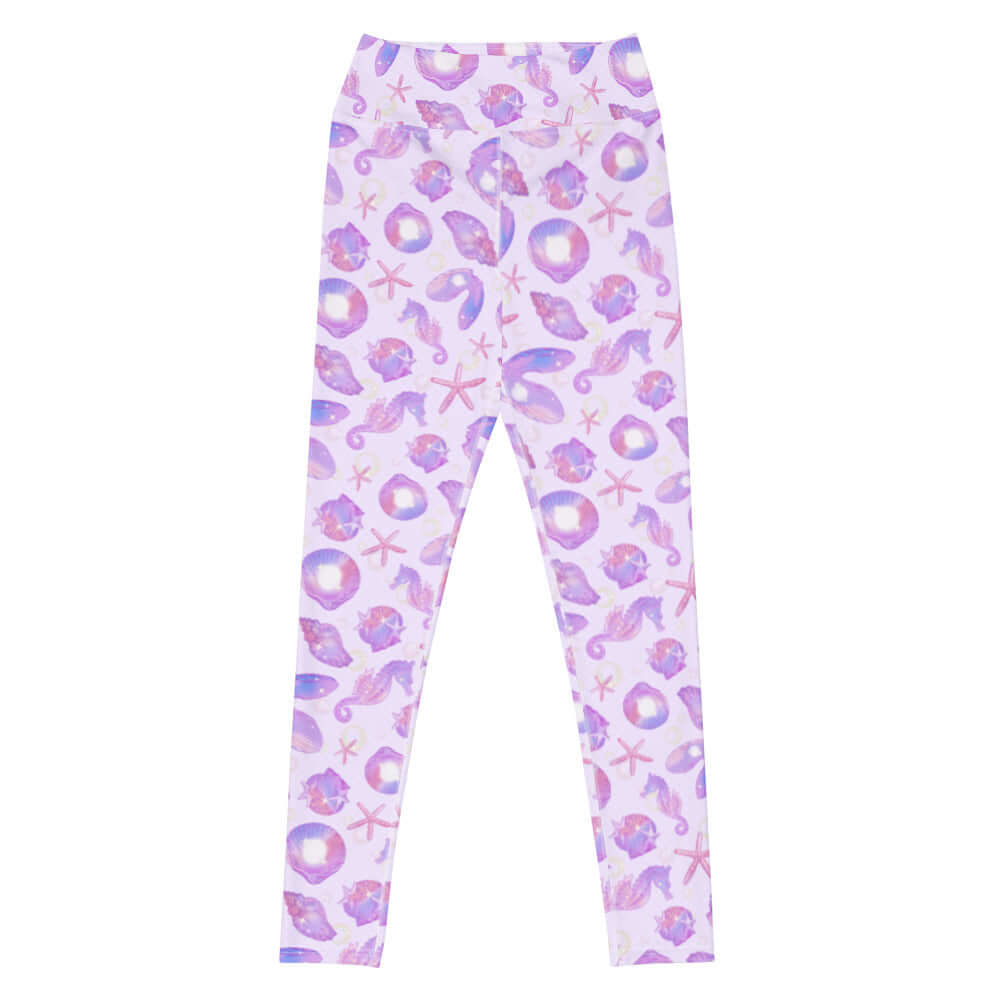 Feel like a mermaid in our High-waisted Sea Princess Leggings, adorned with seashells and stars for a royal touch.