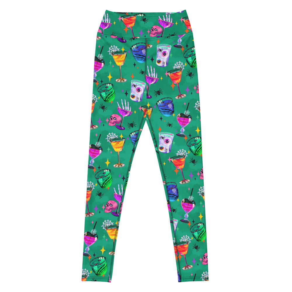 High-waisted Monster Party Leggings feature a fun spooky design, perfect for workouts and Halloween festivities!
