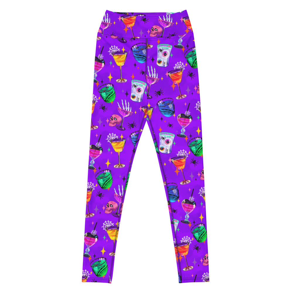 High-waisted Monster Party Leggings with vibrant Halloween prints, perfect for workouts and spooky events.