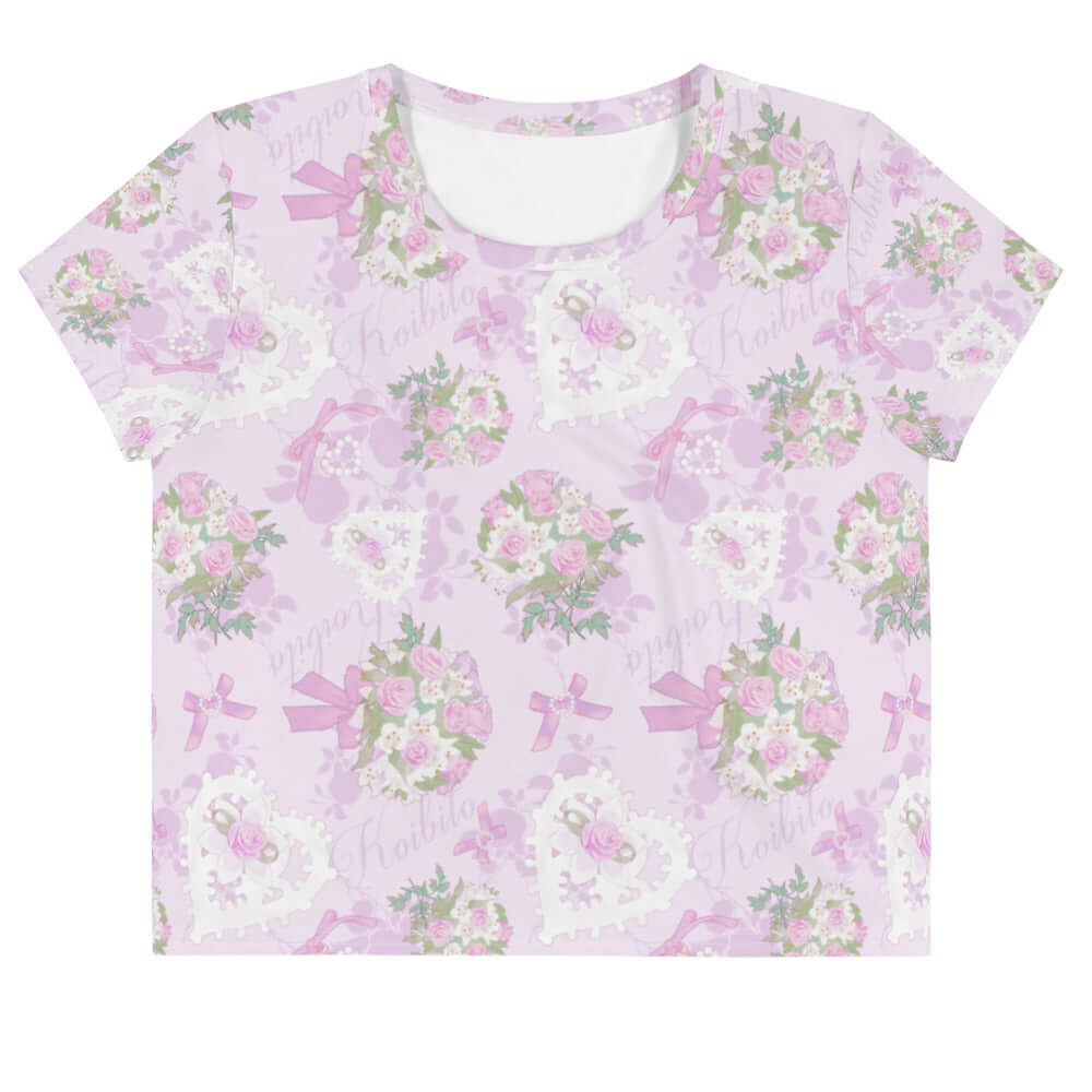 Celebrate your style with the Anniversary Crop Top, featuring a floral design perfect for any occasion.