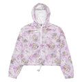 Lightweight and waterproof, the Anniversary cropped windbreaker features floral designs and adjustable drawcords for any adventure.