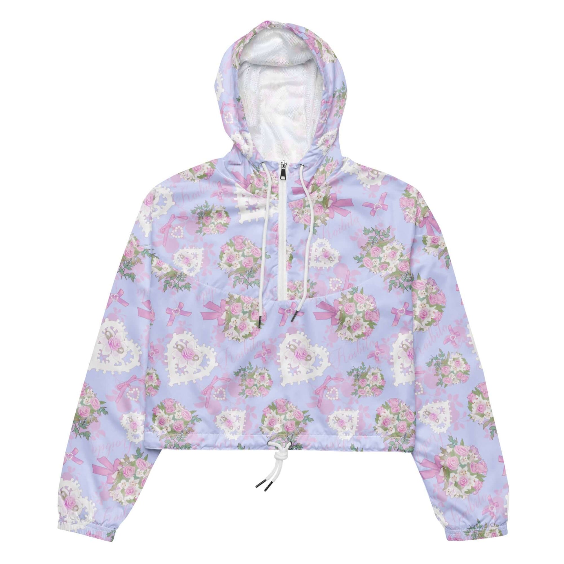 Lightweight and stylish, the Anniversary cropped windbreaker features floral patterns and adjustable drawcords for any adventure.