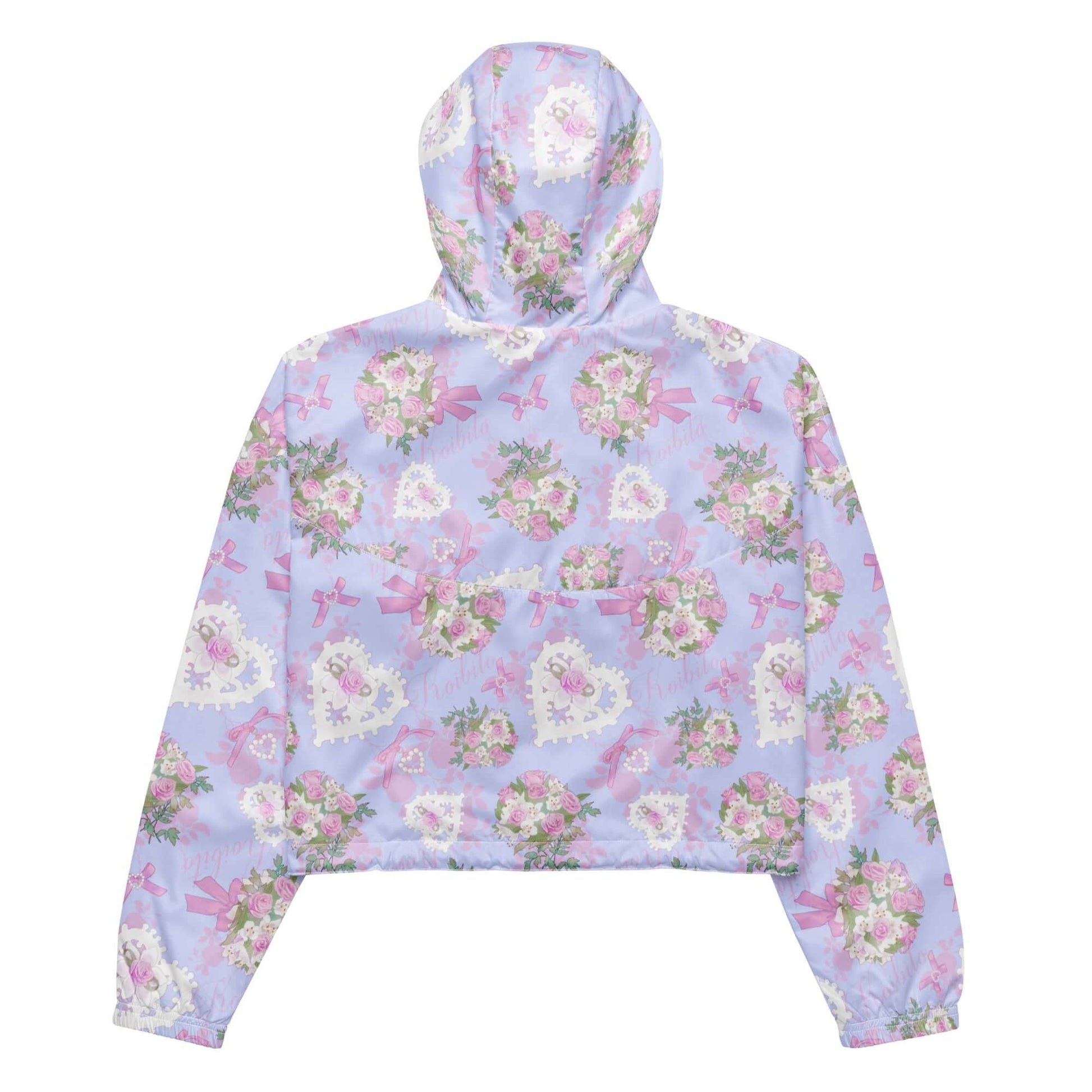 Lightweight and stylish, the Anniversary cropped windbreaker features floral prints, perfect for any adventure.