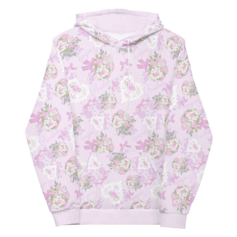 Stylish Anniversary Hoodie featuring vibrant floral prints, perfect for expressing your shoujo manga fantasies.