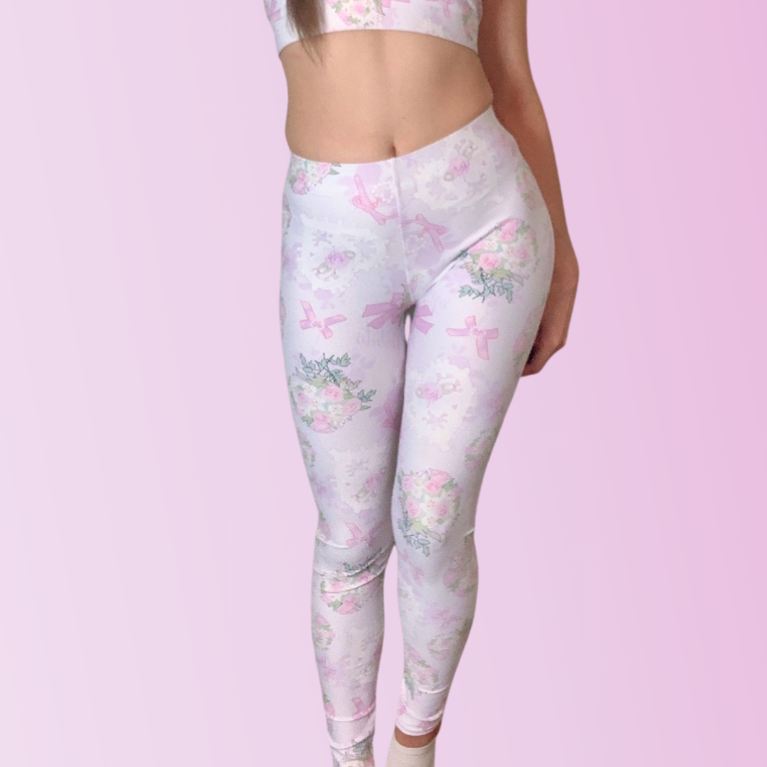 Stylish and soft Anniversary Leggings featuring a floral design, perfect for comfort and elegance.