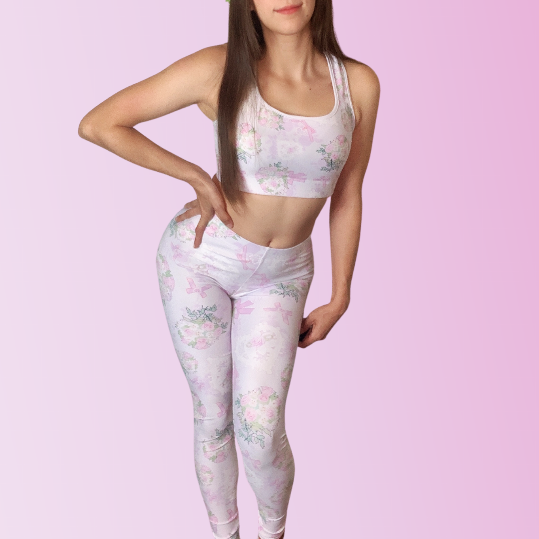 Stylish and comfy Anniversary Leggings featuring a floral design, perfect for any casual occasion.