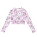 Eco-friendly Anniversary Long-sleeved Crop Top in floral print, perfect for athleisure and casual outfits.