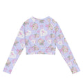 Eco-friendly Anniversary Long-sleeved Crop Top features a floral design, perfect for athleisure and casual wear.