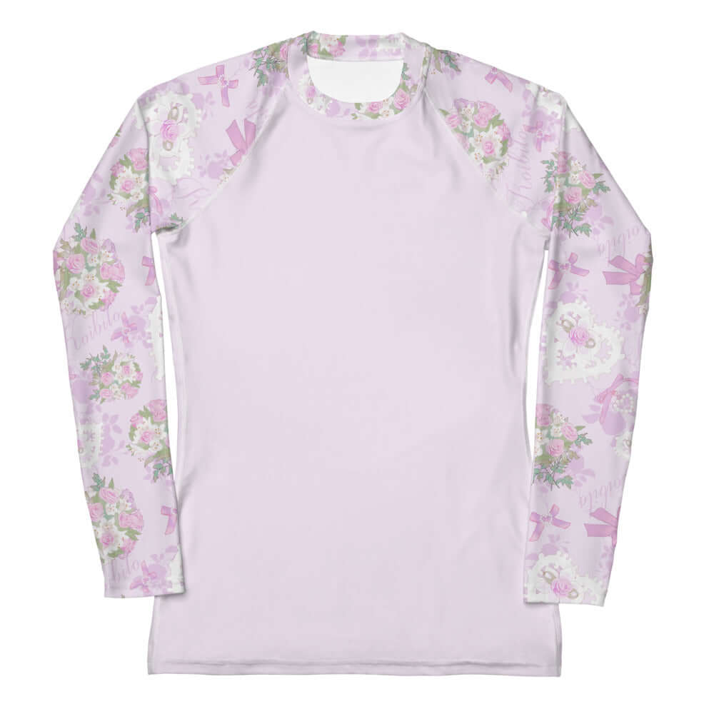 Smooth and stylish Anniversary Rash Guard with floral design, perfect for active wear and sun protection.