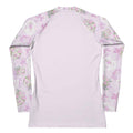 Stylish Anniversary Rash Guard features floral design, ideal for active wear and sun protection during sports.