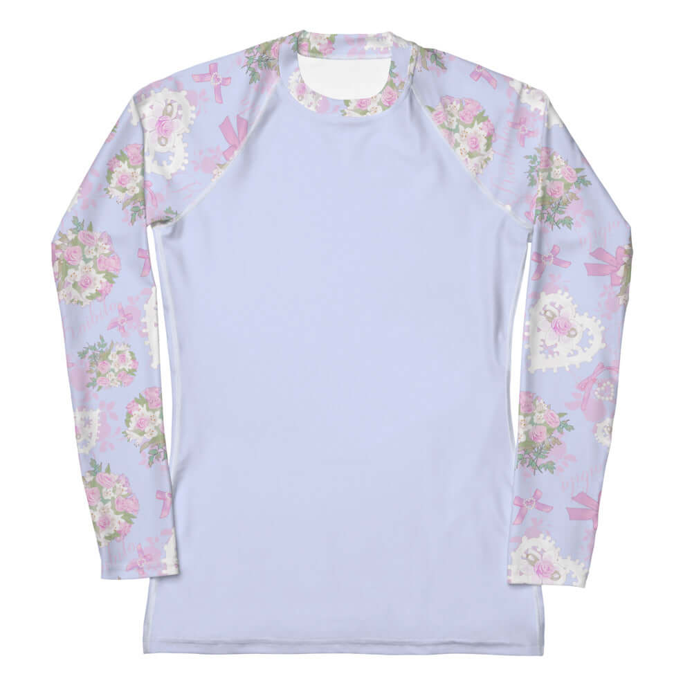 Versatile Anniversary Rash Guard featuring floral design, perfect for active wear and sun protection.