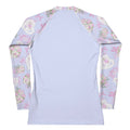 Stylish Anniversary Rash Guard with floral sleeves, perfect for sun protection during active sports.