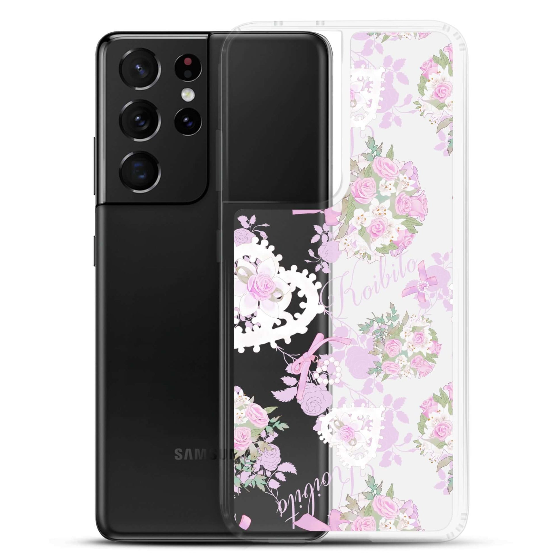 Elegant Anniversary Samsung® Clear Case with pastel floral design, perfect for protecting your phone in style.