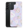 Stylish Anniversary Samsung® Clear Case adorned with pastel floral design, perfect for elegant outfits.