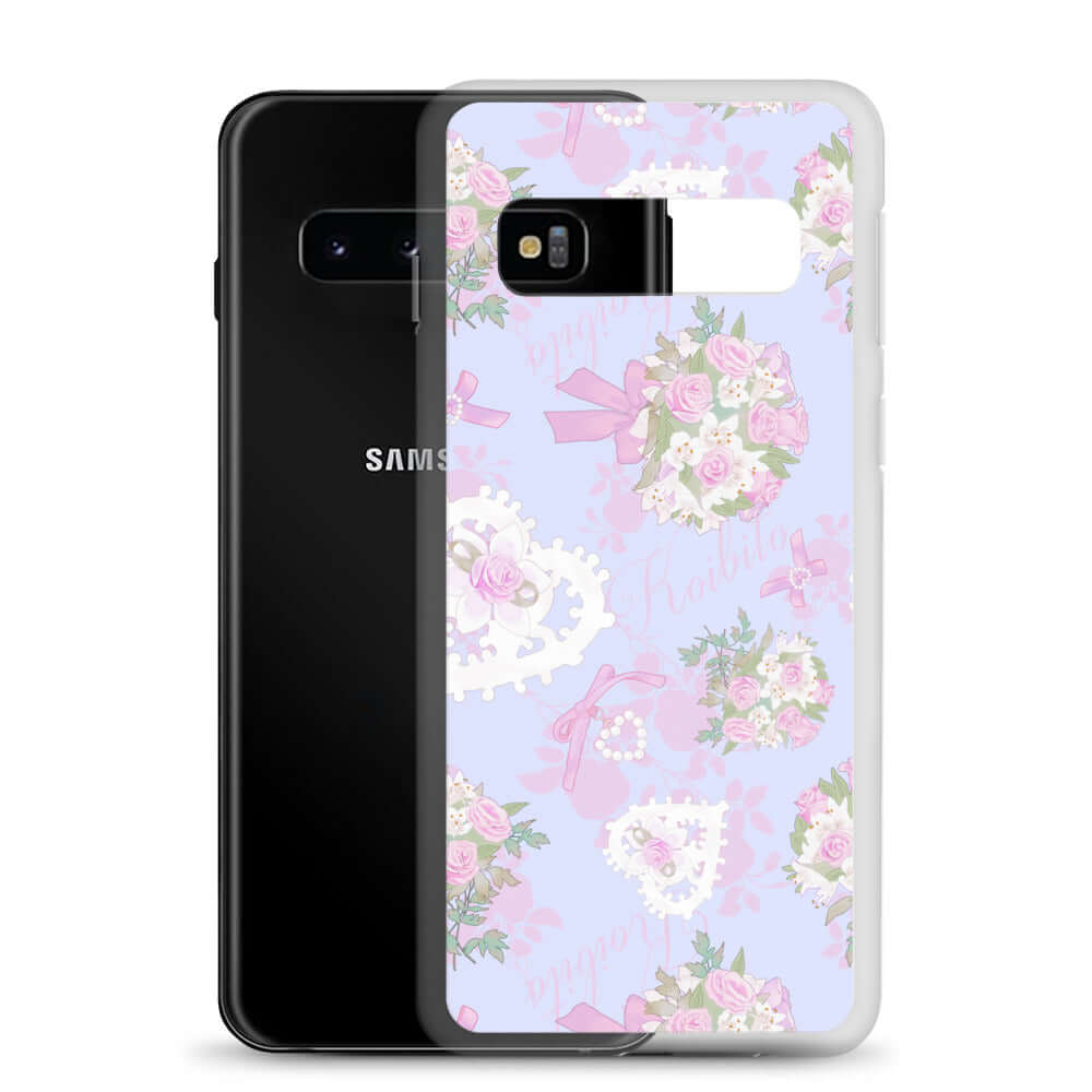Stylish Anniversary Samsung® Clear Case designed for elegance, perfectly complements pastel outfits while offering protection.