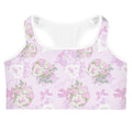 Anniversary Sports bra in floral design, perfect for stylish workouts while staying dry and comfortable.