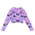 Colorful Axolotl Long-sleeved Crop Top featuring playful designs, perfect for eco-friendly athleisure from your favorite store.