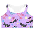 Colorful Axolotl Sports bra featuring moisture-wicking material, ideal for low to medium intensity workouts.