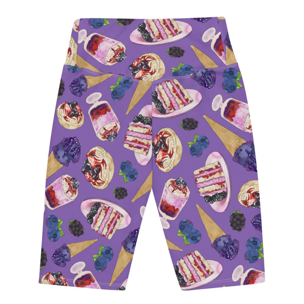 Berry Biker Shorts feature a fun dessert print, perfect for comfort and style during active outings.