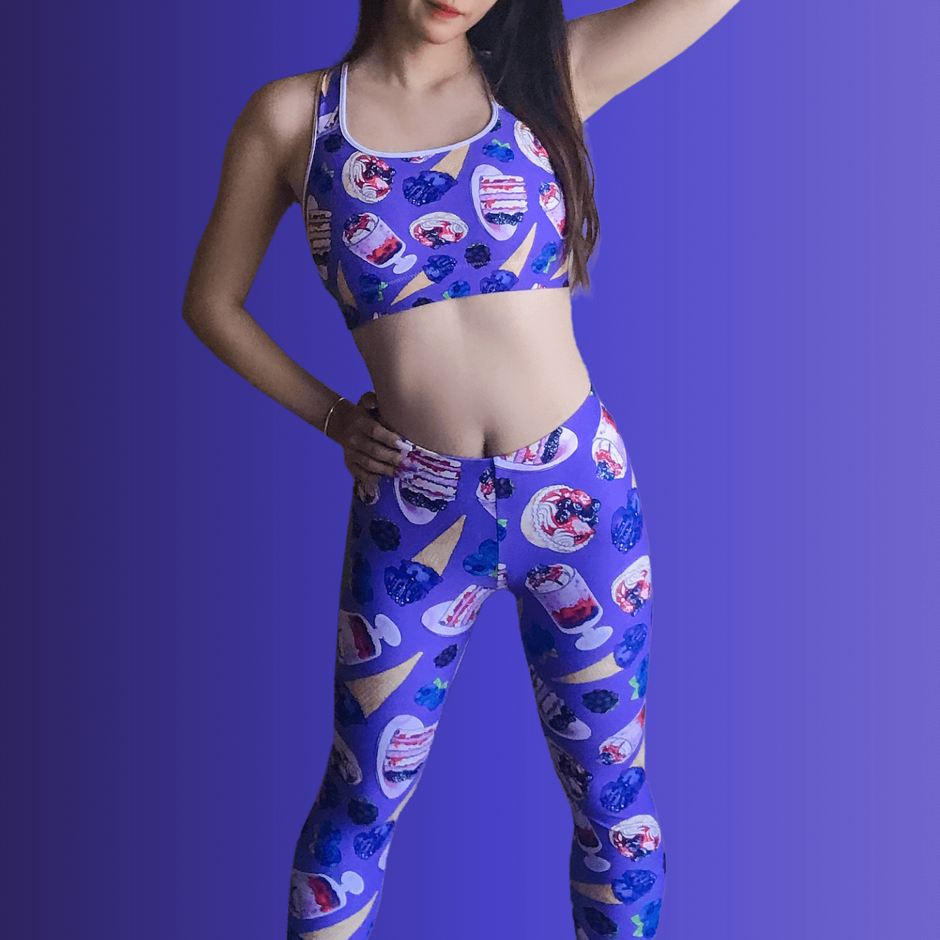Stylish Berry Leggings in vibrant print, perfect for yoga and everyday wear. Enjoy comfort and fruity flair!