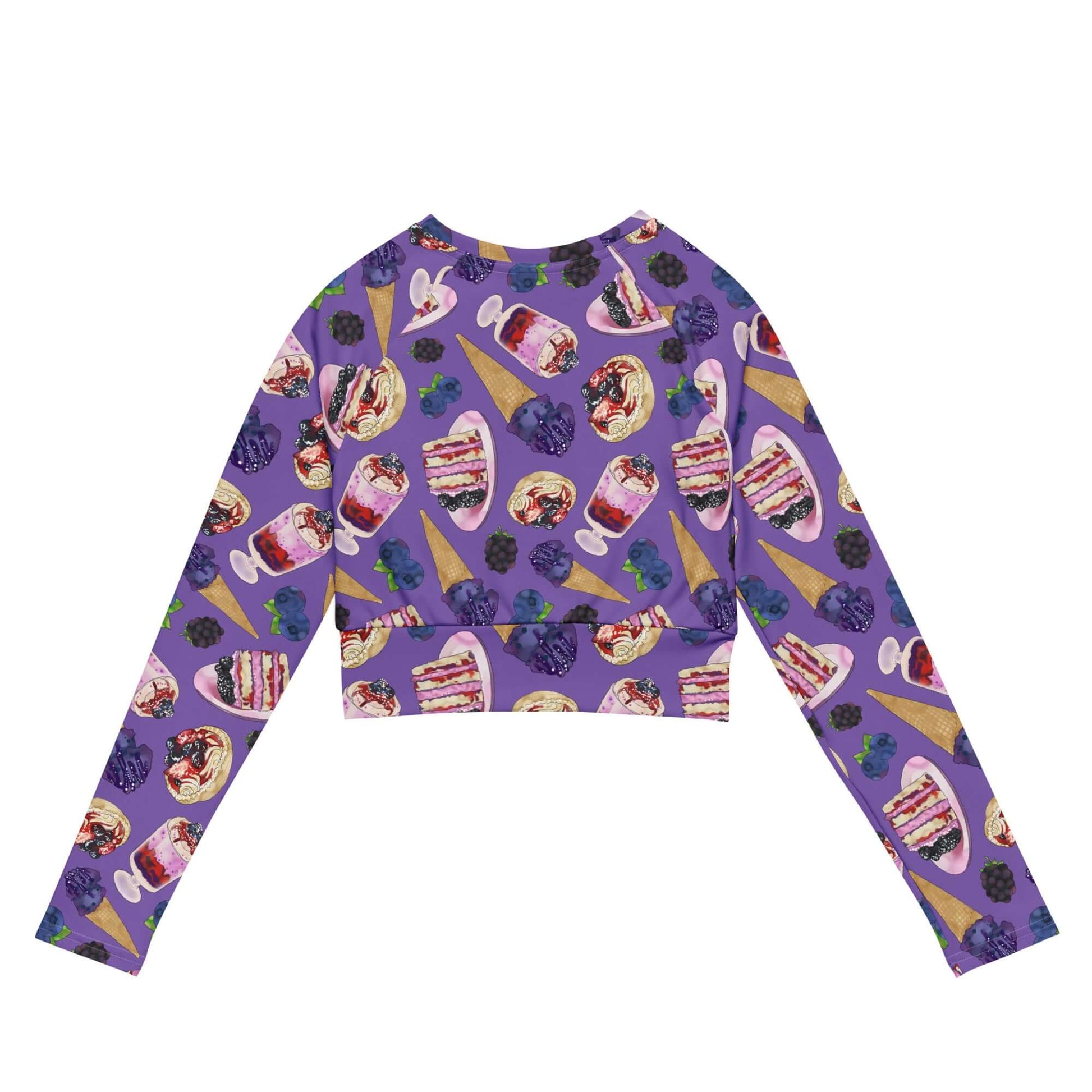 Stylish Berry Long-sleeved Crop Top made from recycled materials, perfect for eco-friendly athleisure wear.