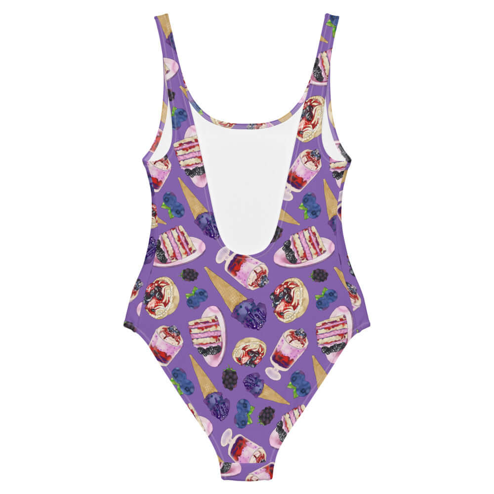 Berry One-Piece Swimsuit features a fun dessert print, perfect for summer days by the sea and flattering for all figures.