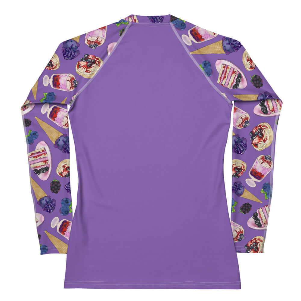 Berry Rash Guard features a vibrant design with long sleeves, perfect for active outdoor sports and sun protection.