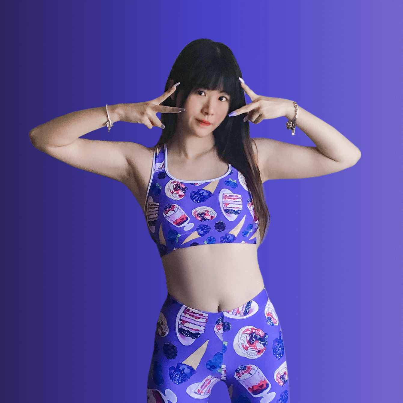 Stylish Berry Sports bra featuring a vibrant berry print, perfect for workouts and comfort.