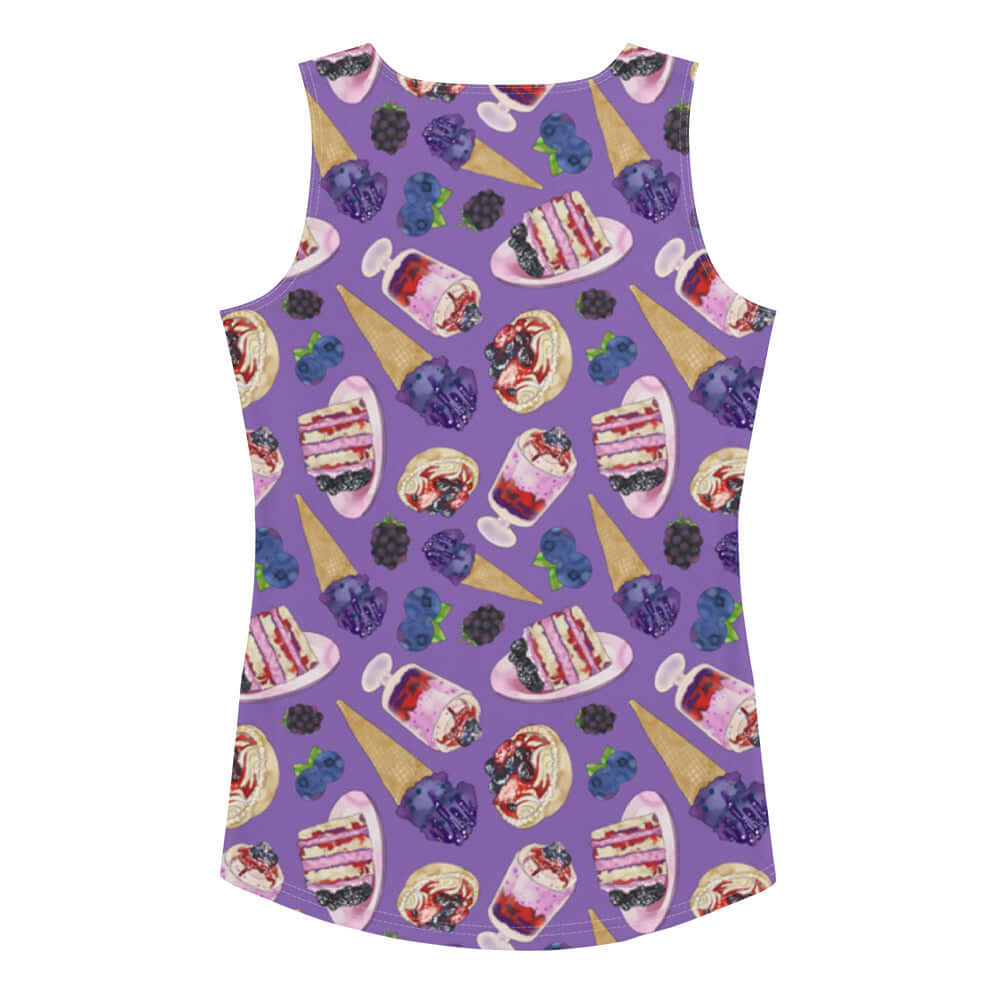 Stylish Berry Tank Top featuring a vibrant dessert print, perfect for summer and flattering your figure. Order now!