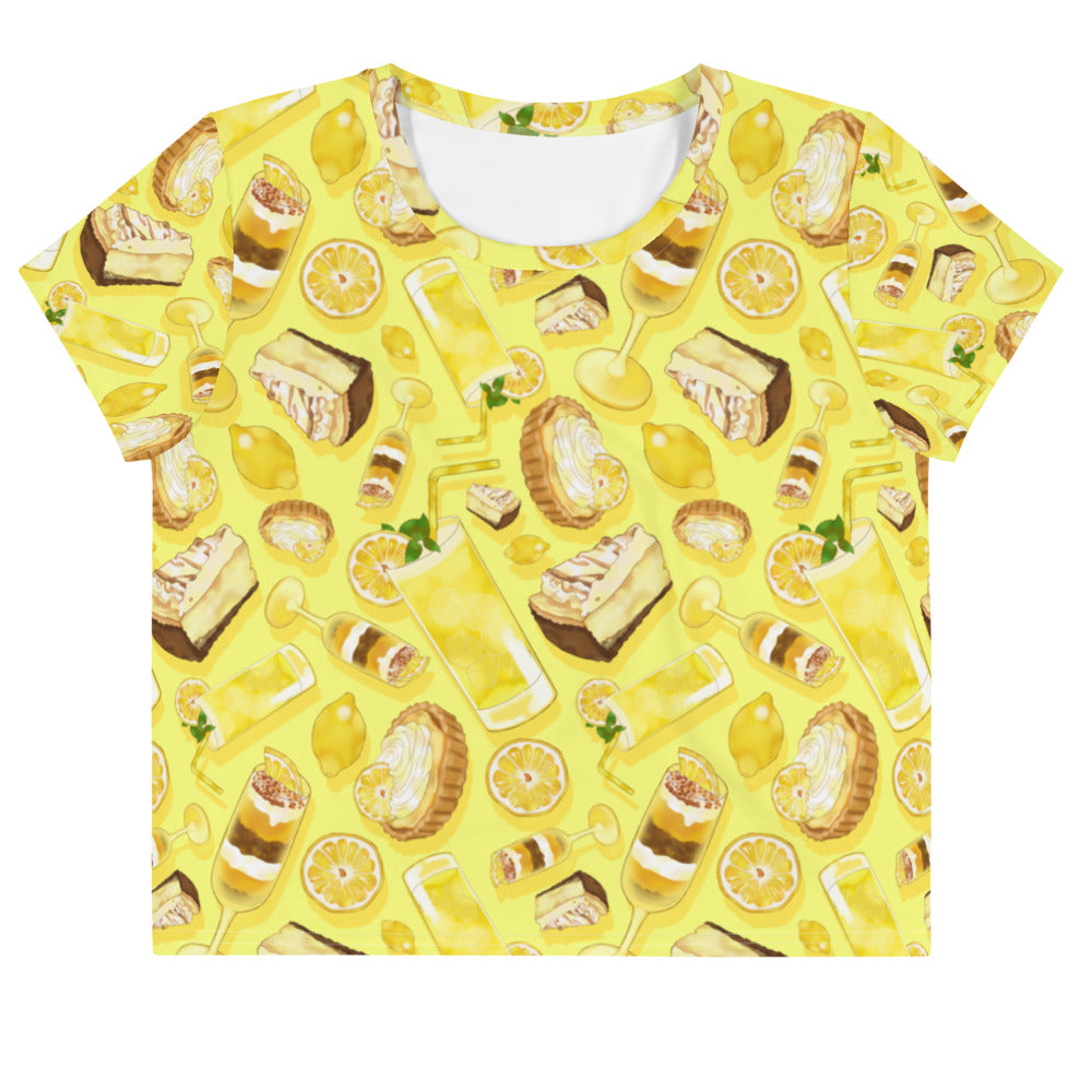Bright and playful Lemon Crop Top featuring a fun lemon pattern, perfect for a refreshing summer look.
