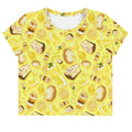 Bright and playful Lemon Crop Top featuring a fun lemon pattern, perfect for a refreshing summer look.