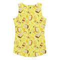 Bright yellow Lemon Tank Top featuring a fun dessert pattern, perfect for workouts or casual outings. Order one size down!