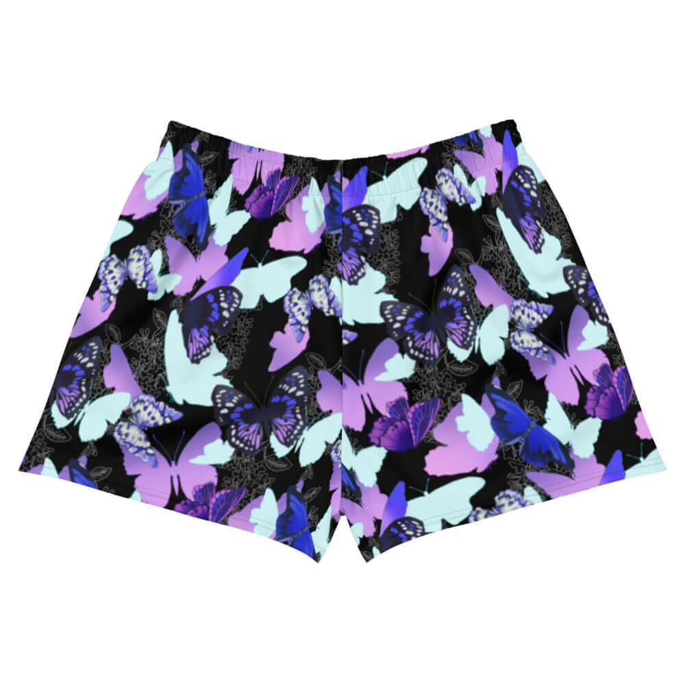 Stylish Butterfly Athletic Short Shorts featuring a vibrant butterfly print, perfect for workouts and casual wear.