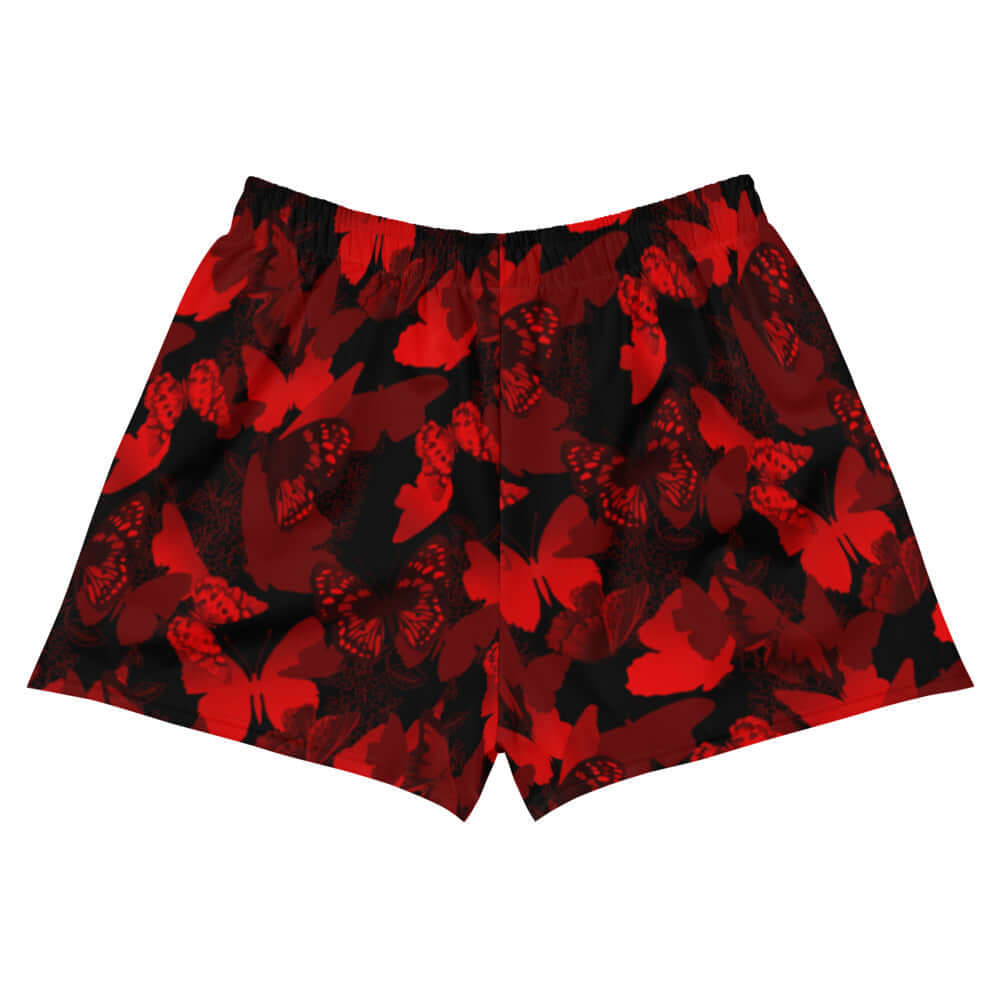Butterfly Athletic Short Shorts feature a vibrant butterfly print, perfect for stylish and comfortable workouts.