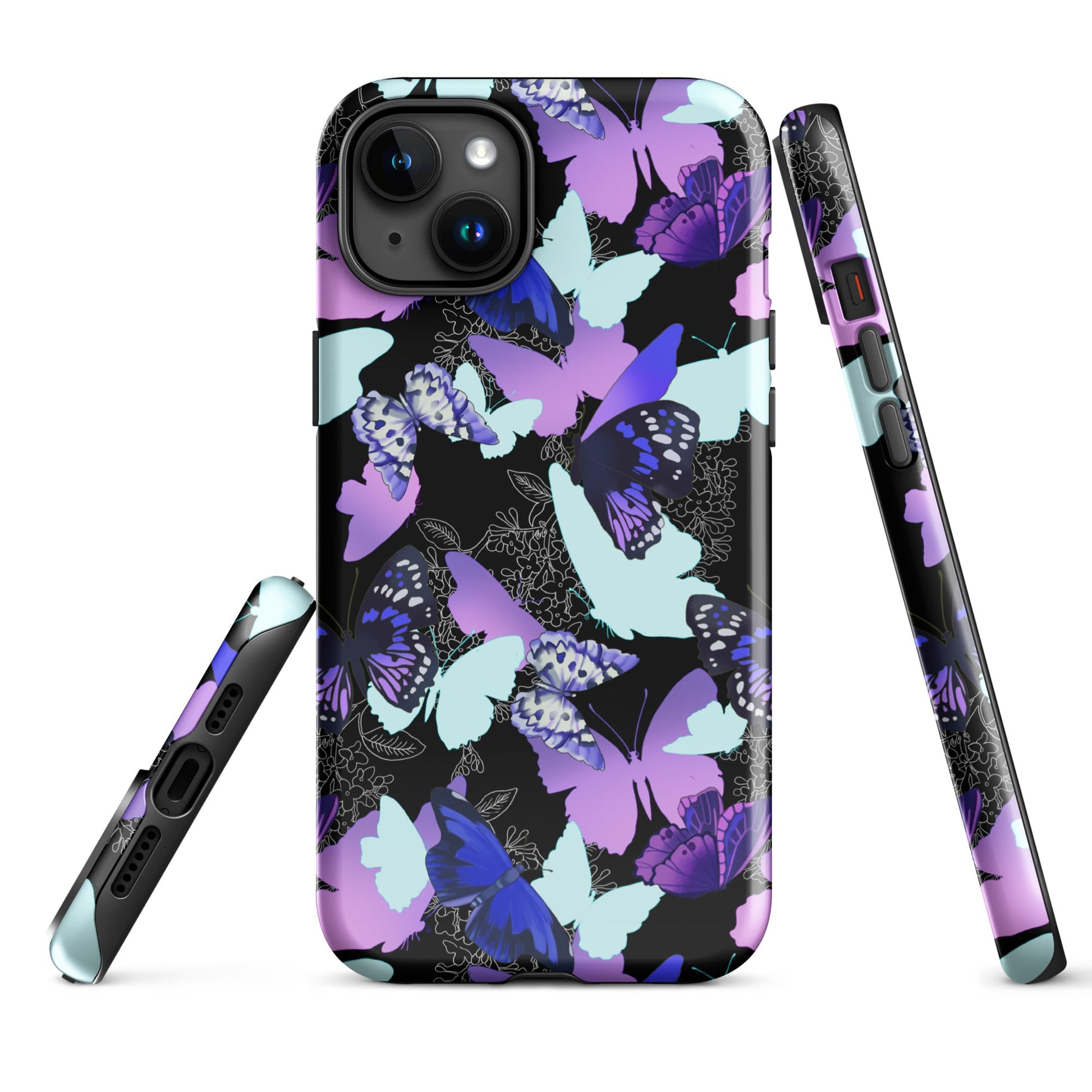 Stylish Butterfly iPhone® Tough Case features vibrant butterflies and offers dual-layer protection for your device.