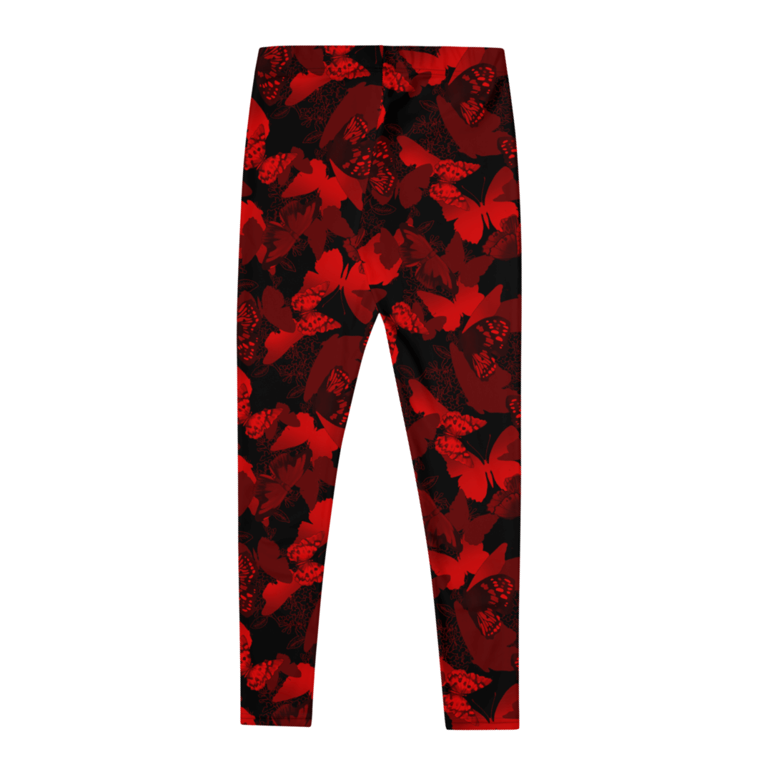 Vibrant Butterfly Leggings in red, featuring colorful butterfly silhouettes for a unique, eye-catching style.