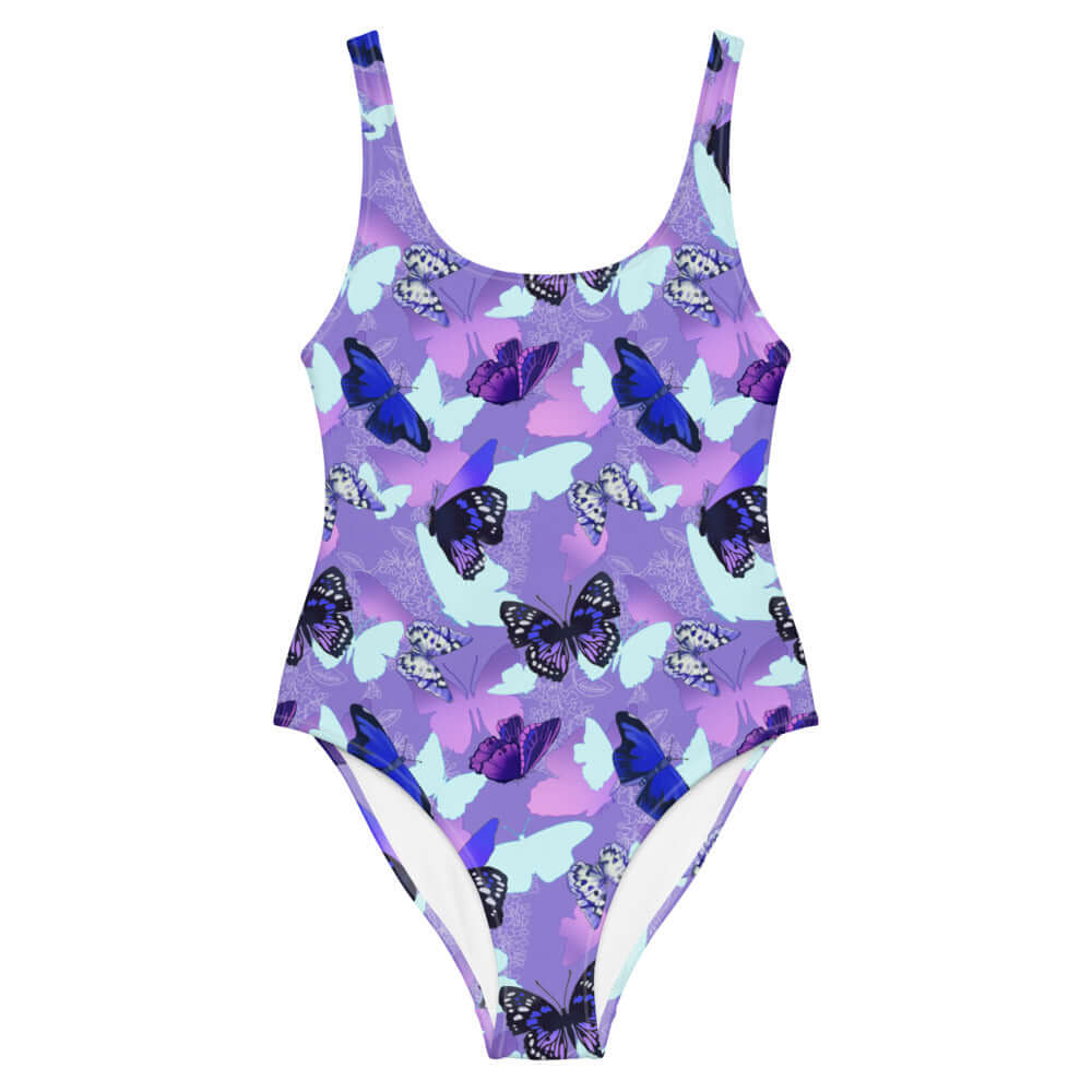 Colorful Butterfly One-Piece Swimsuit featuring vibrant butterfly silhouettes, perfect for all figures and summer fun.