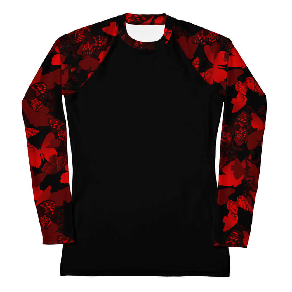 Stylish Butterfly Rash Guard for active wear, offering sun protection and comfort during sports activities.
