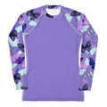 Stylish Butterfly Rash Guard in purple with vibrant butterfly prints, perfect for active outdoor adventures.