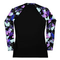 Stylish Butterfly Rash Guard with vibrant butterfly print, perfect for active outdoor sports and sun protection.